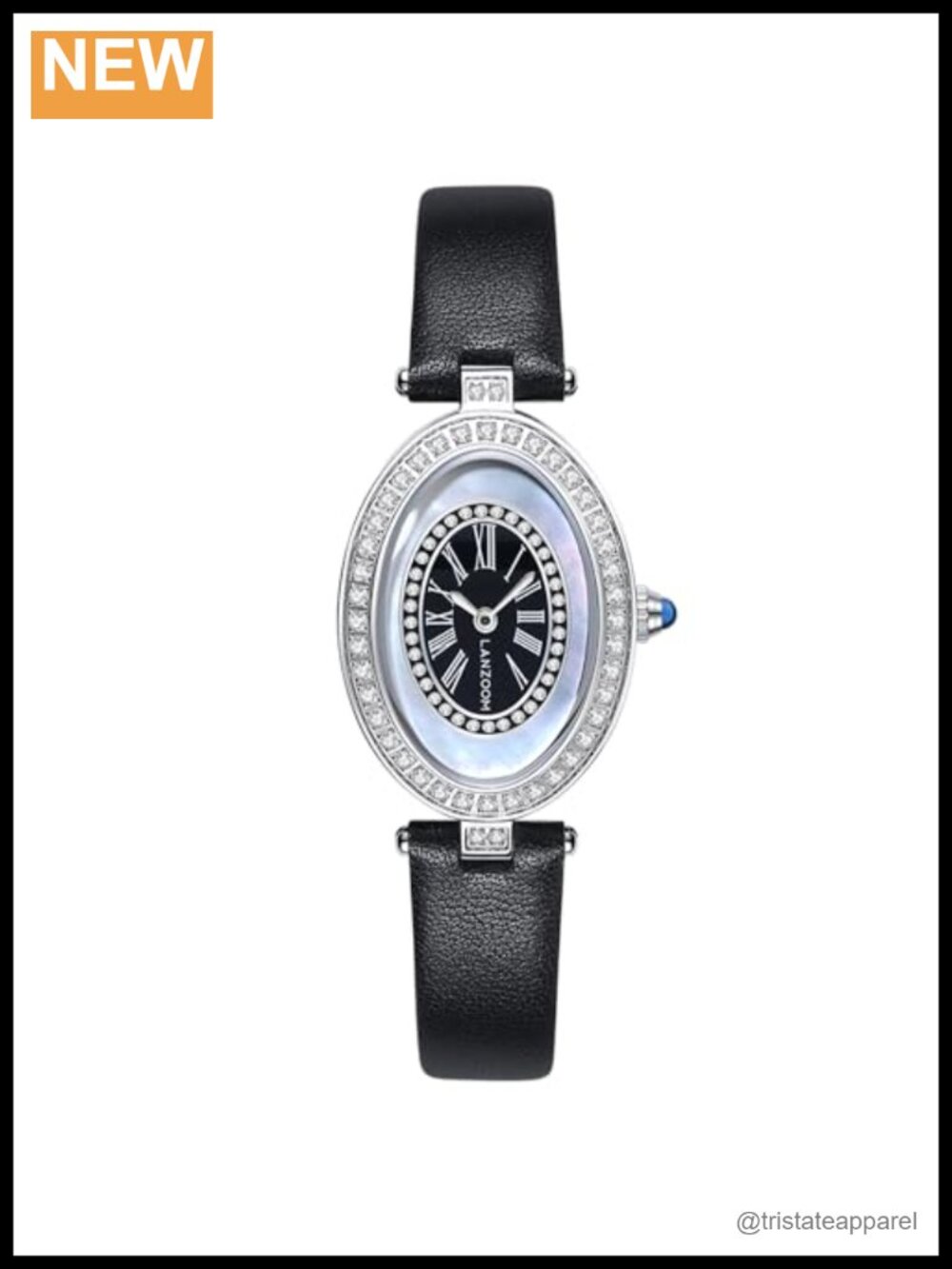 LANZOOM Women's Quartz Watch Oval Roman Numeral Leather Strap 3ATM